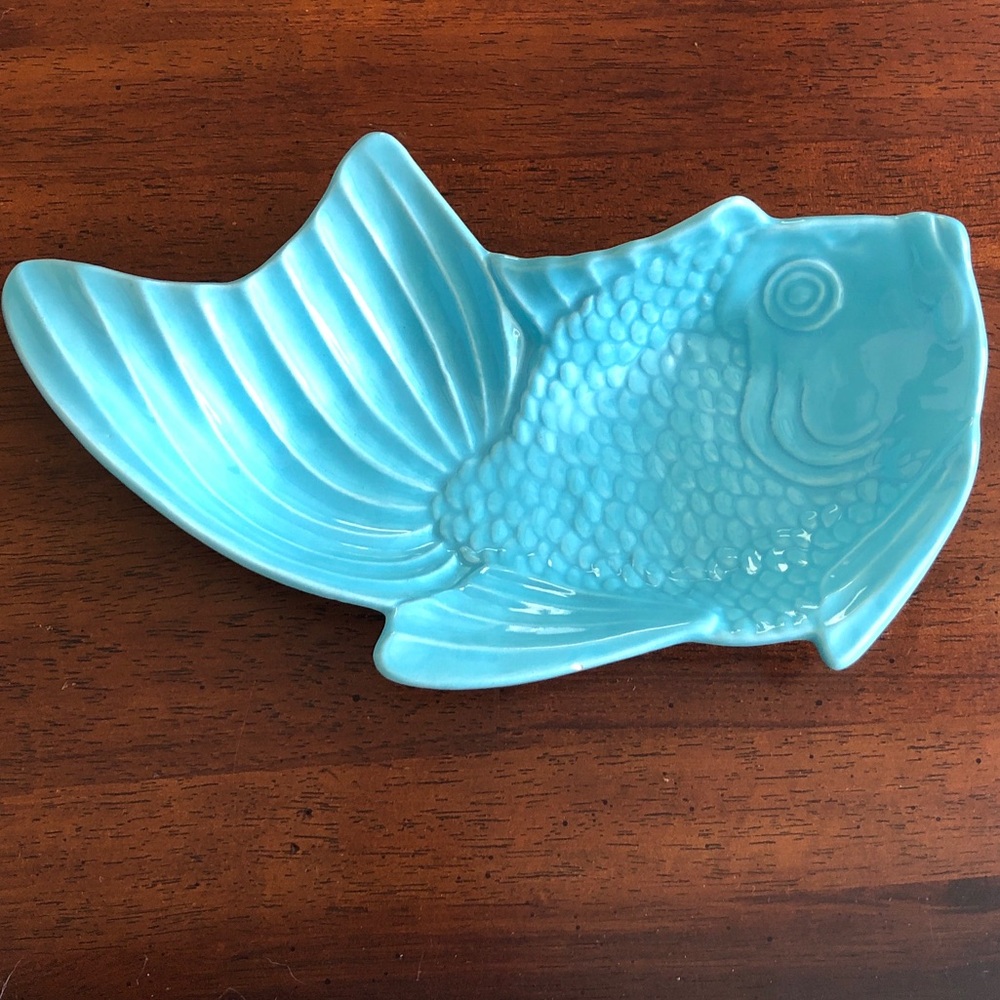 Vintage Bell Of California Pottery USA Aqua Koi Fish Dish or Bowl - Picture 4 of 4